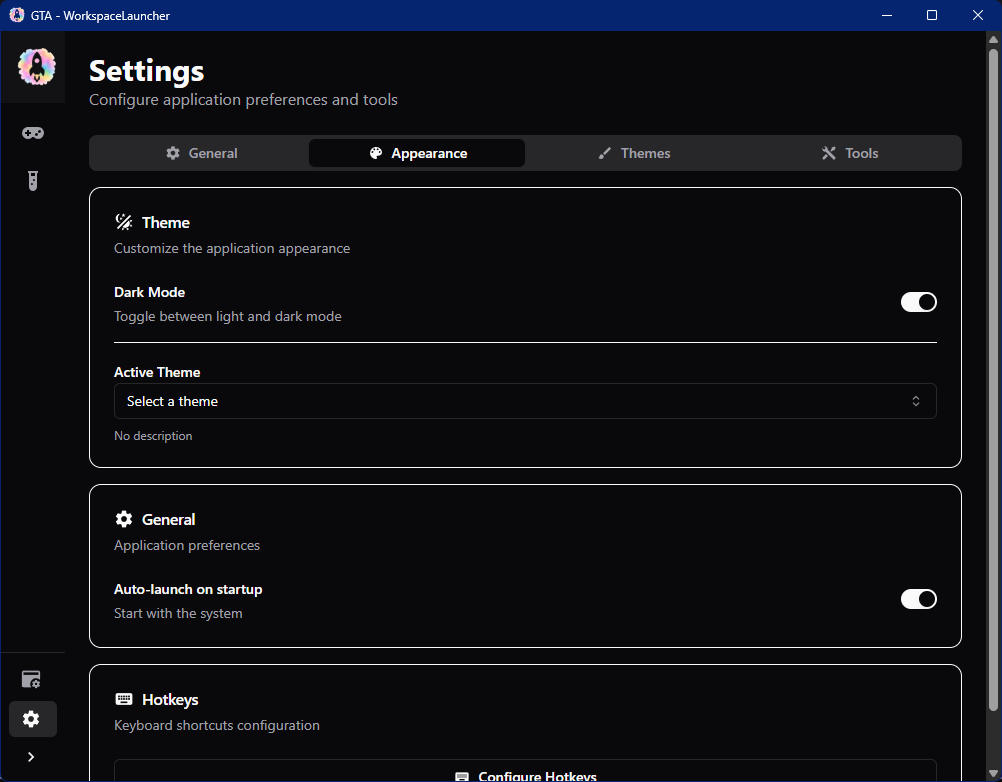 WorkspaceLauncher theme customization